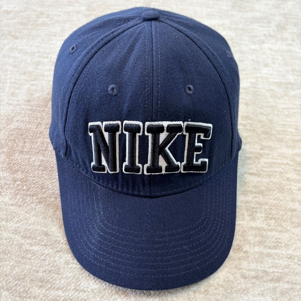 Y2k Nike Legacy91 Baseball Cap Hat Navy Embroidered Logo Wool Blend One Size